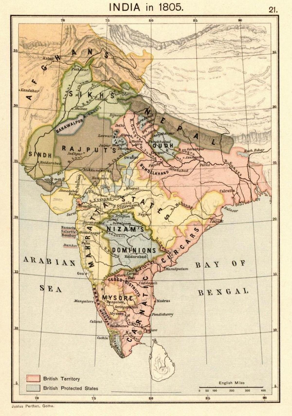 kort over nepal, før 1816