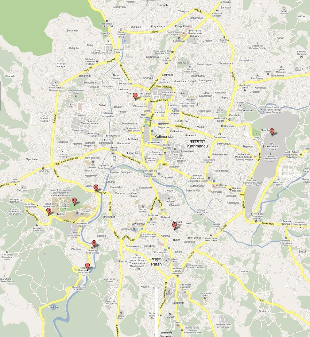 Kort over ktm nepal
