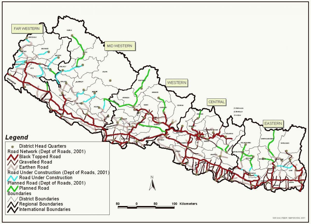 Kort over nepal fast track road