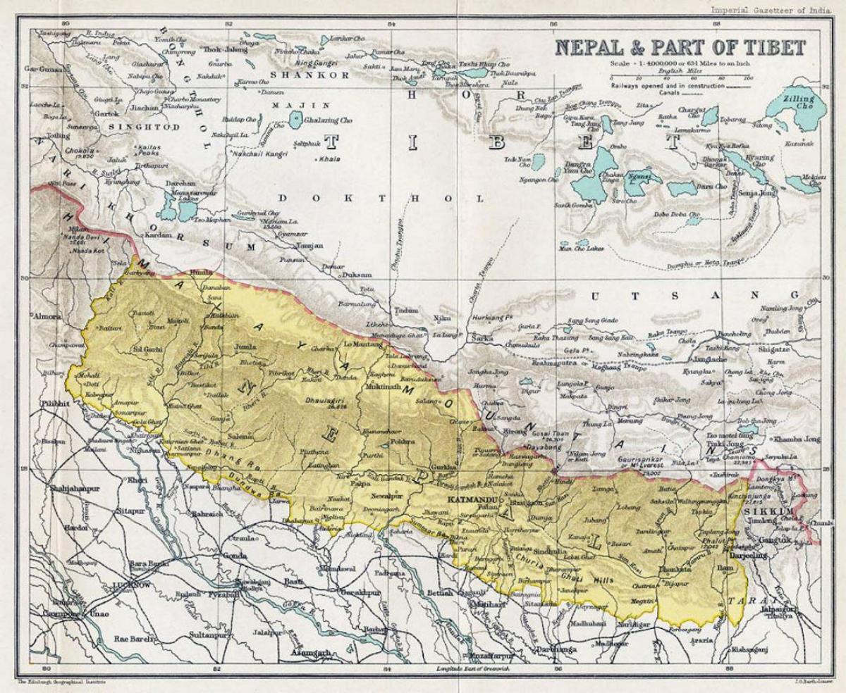 meget gamle kort over nepal