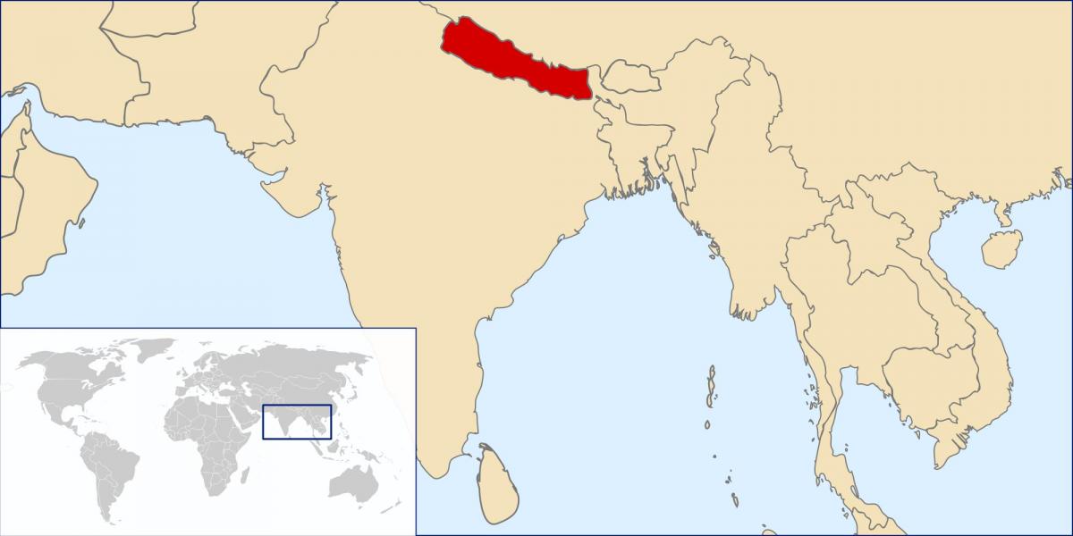 Kort over nepal placering på verden