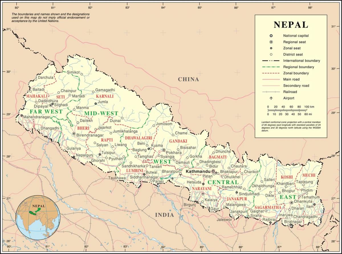 jernbanen kort over nepal