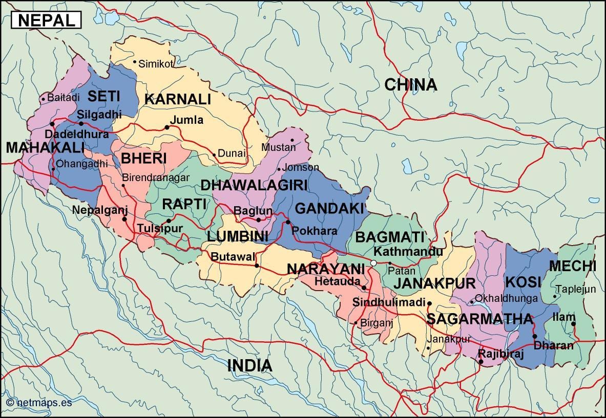 Kort af digitale nepal