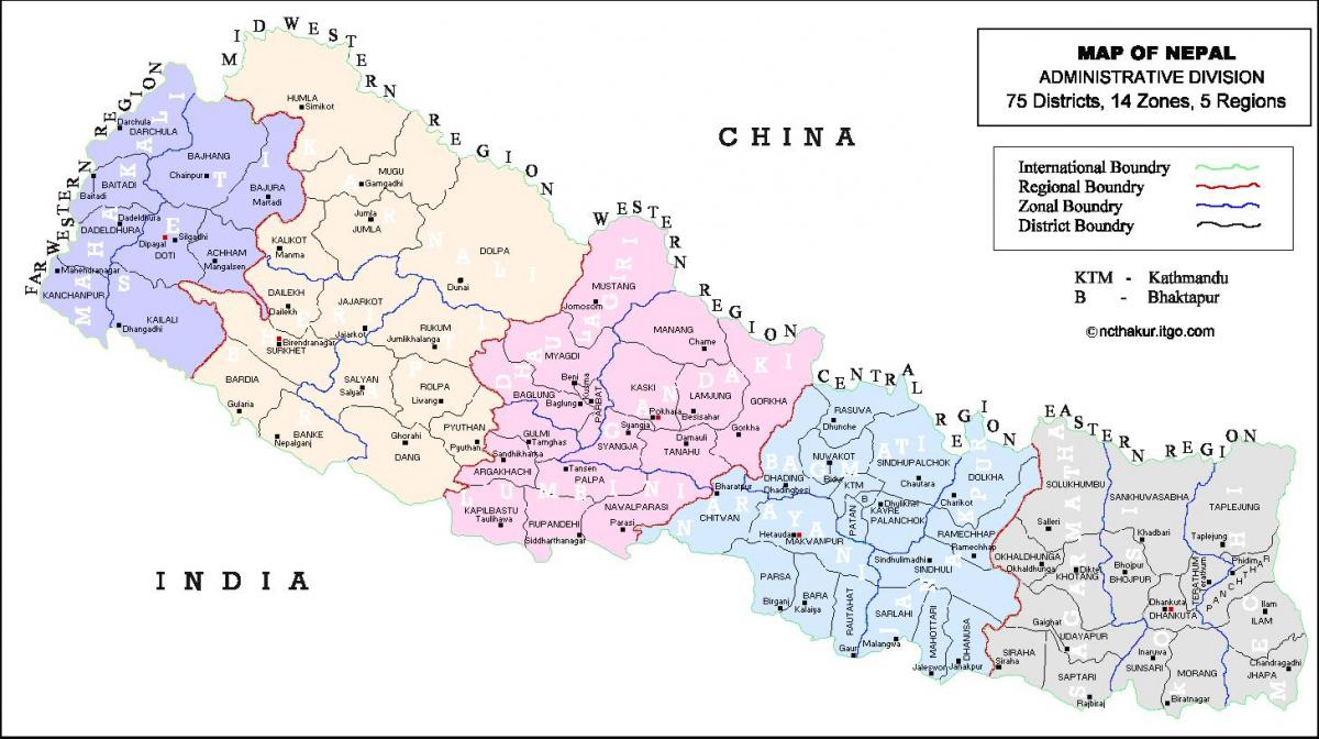 nepal alle district kort
