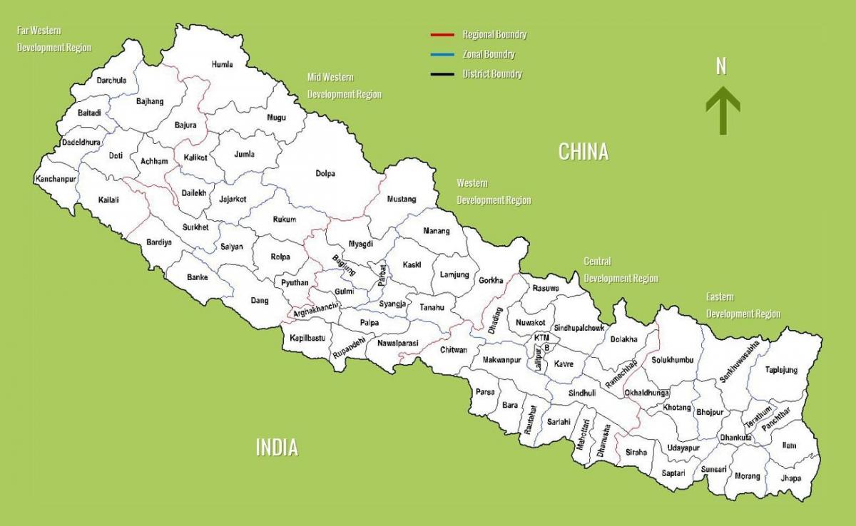 et kort over nepal