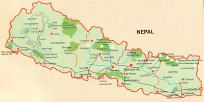 Kort over turist-pokhara, nepal