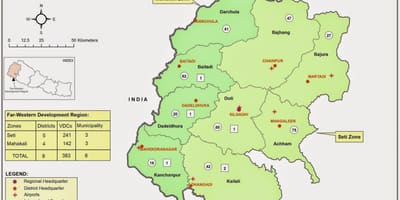 Kort over det vestlige nepal