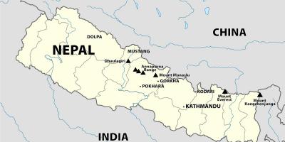 Indien, nepal grænse kort