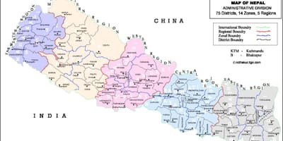 Nepal 75 kvarter kort