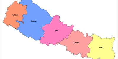 Kort over den østlige udvikling regionen i nepal