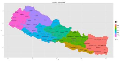 Nye kort over nepal med 7 tilstand