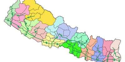 Kort over nepal med store motorveje