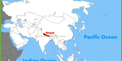 Nepal i asien kort