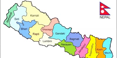 Politisk kort over nepal med alle distrikter