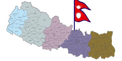 Kort over nepal med flag