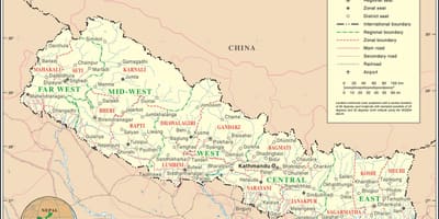 Jernbanen kort over nepal