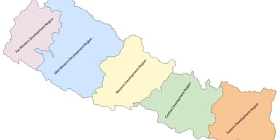 Kort over nepal med udvikling af regionen