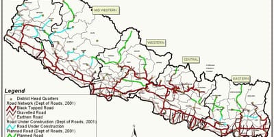 Kort over nepal rute