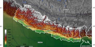 Kort over satellit-nepal